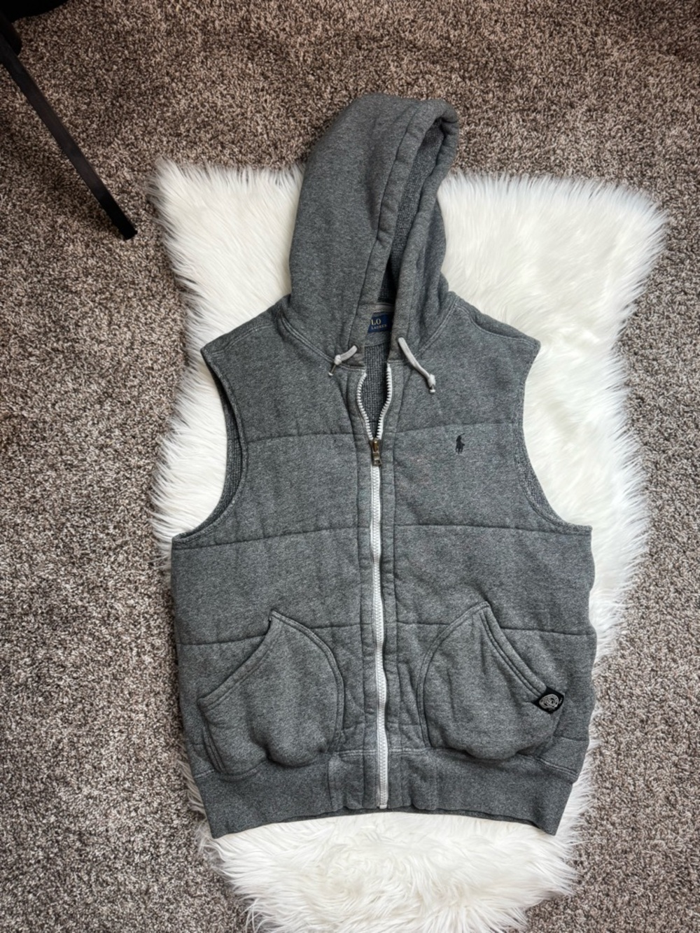 Polo by Ralph Lauren Gray Quilted Hooded Vest